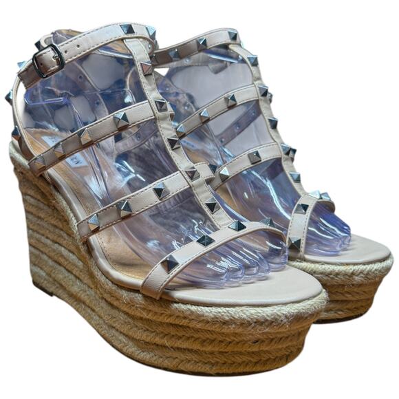 STEVE MADDEN Women's 10M Strappy Studded Cage.Espadrille Wedge Sandals - Picture 6 of 10